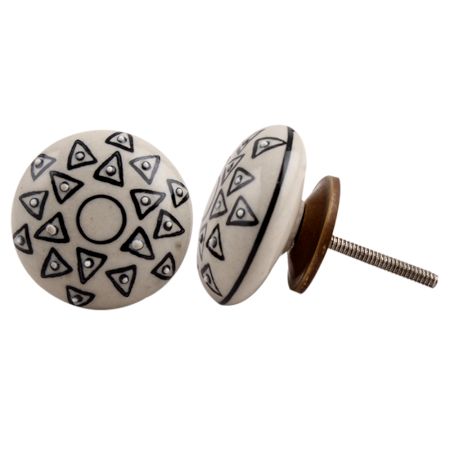 Black Floral Flat Dresser Knob